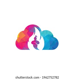 Fire Genie Cloud Shape Concept Logo Design Template.