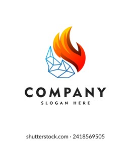 fire and geometric logo icon and vector