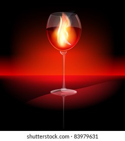 fire in a glass of red wine