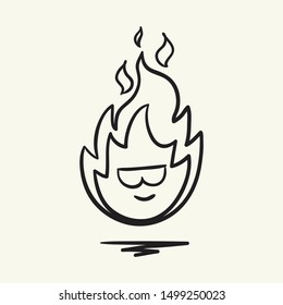 Fire in glasses.  Vector hand drawing illustration.
