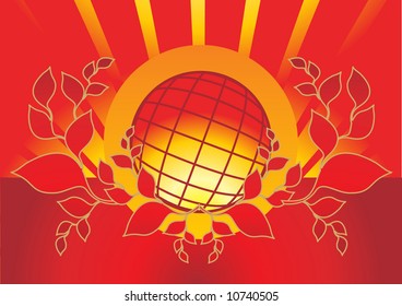 Fire globe shape surrounded by leafs