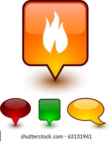 Fire glossy speech vector icons.