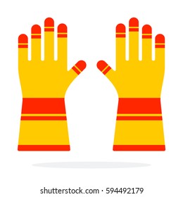 Fire gloves vector flat material design isolated on white