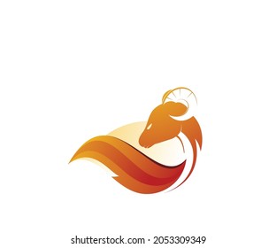 fire goat logo design template
