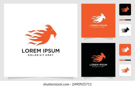 fire goat logo design template	