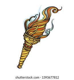 Fire goblet on a white background. Cartoon style.