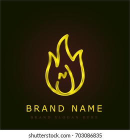 Fire golden metallic logo