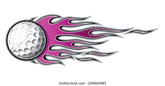 Fire and golf ball vector art graphic Golf ball with tribal flame vinyl car sticker motorcycle truck decal.