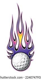 Fire and golf ball vector art graphic Golf ball with tribal flame vinyl car sticker motorcycle truck decal.