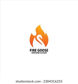 fire with goose logo design gradient color