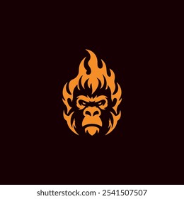 Logotipo de cabeza de gorila de fuego en venta.