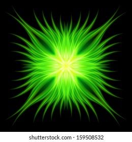 Fire Gothic pattern in green on black background. 