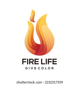 fire gradient colorful logo illustration