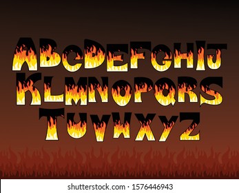 fire graffiti letters with dark flame background