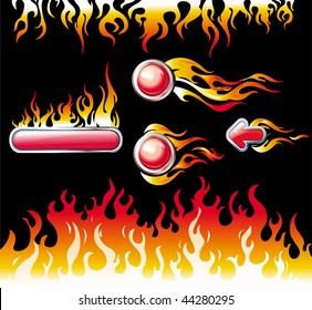 Fire graphic elements and buttons