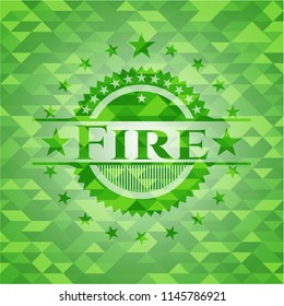 Fire green emblem with triangle mosaic background