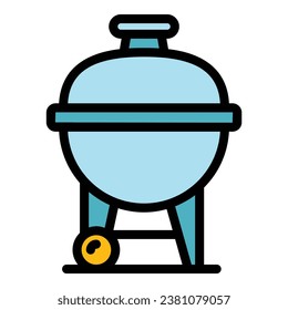 Vector de contorno de icono de parrilla de fuego. Carne de barbacoa. Color de la comida caliente