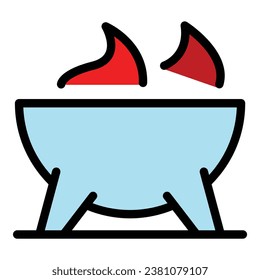 Fire grill icon outline vector. Bbq meat. Food cook color flat