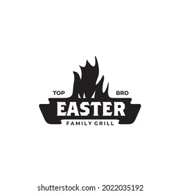 Fire grill logo design vector template