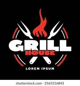 A fire grill logo food