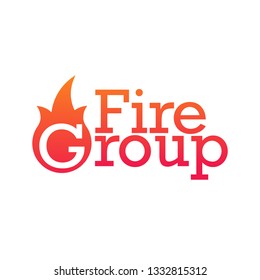 Fire Group department emblem or logo. Vector illustration isolated on white background.