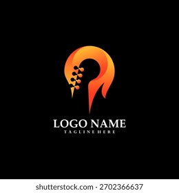 fire guitar logo design vector