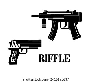 Feuerpistole, Vektorsilhouette. Riffelzeichen, eps10.