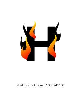 Fire H Letter Logo, flaming letter logo.