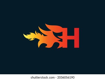 Fire H Letter Logo And Icon Design Template
