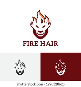 Fire Hair Tiger Lion Head Game Esport Logo