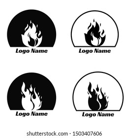 Fire half circle sign illustration logo design collection, gas illustration. EPS 8 compatible. no gradient. no transparency - vector