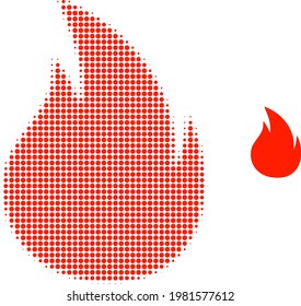 Fire halftone dotted icon illustration. Halftone pattern contains round points. Vector illustration of fire icon on a white background. Flat abstraction for fire symbol.