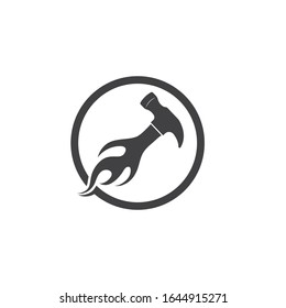 fire hammer  icon logo vector illustration design template