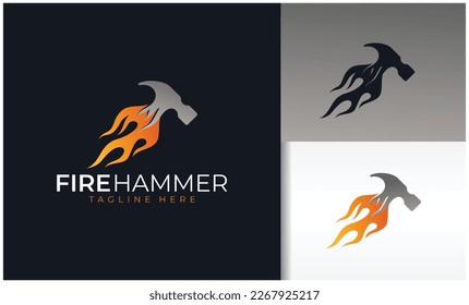 Fire and hammer logo vector