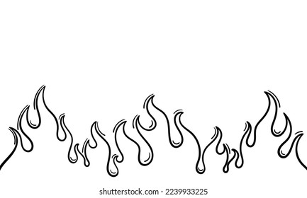 fire hand drawn background on white background