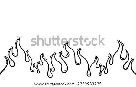 fire hand drawn background on white background