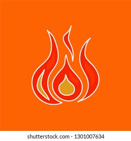 fire hand drawn icon. hot vector illustration. editable stroke.
