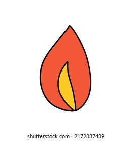Ilustración simple con mano de fuego en caricatura estilo doodle afiche de impresión caliente pequeño