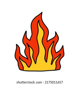 Dibujo simple con mano de fuego en caricatura estilo doodle afiche de impresión caliente
