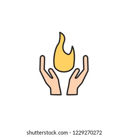 fire in hand icon. Element of magic icon for mobile concept and web apps. Color fire in hand icon can be used for web and mobile