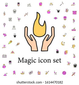 fire in hand icon. magic icons universal set for web and mobile