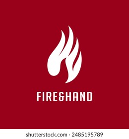 Fire hand logo, burning hand logo