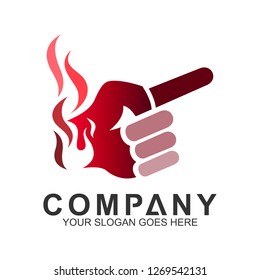 
Fire hand logo with finger pointed