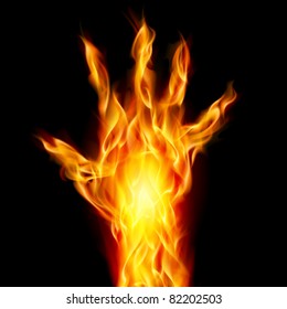 Fire hand on black background for design