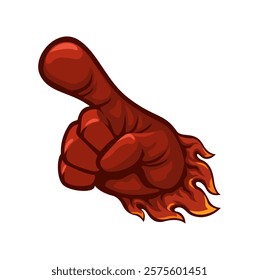 Fire Hand Pointing Finger Gesture Symbol Cartoon Illustration Vector