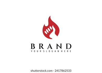 fire hand power logo in flat vector design style