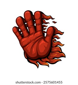 Fire Hand Sign Gesture Cartoon Illustration Vector