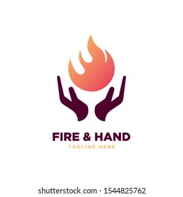 Fire and hand symbol logo design vector template