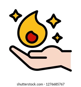 Fire in hand vector, Magic related filled design editable stroke icon
