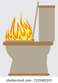 A fire has broken out in a domestic bathroom toilet
